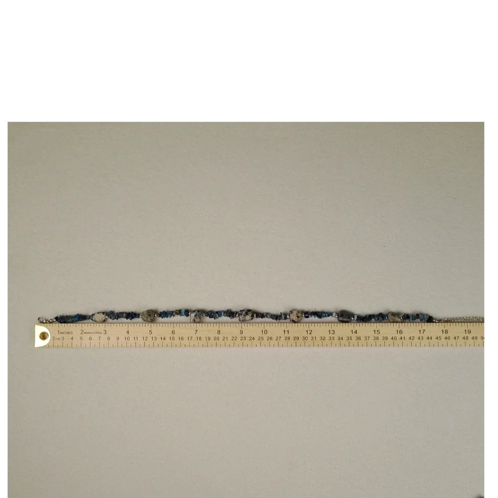 Blue Lapis Lazuli Sodalite Natural Stone Chip Beaded Necklace Adjustable 18-20
